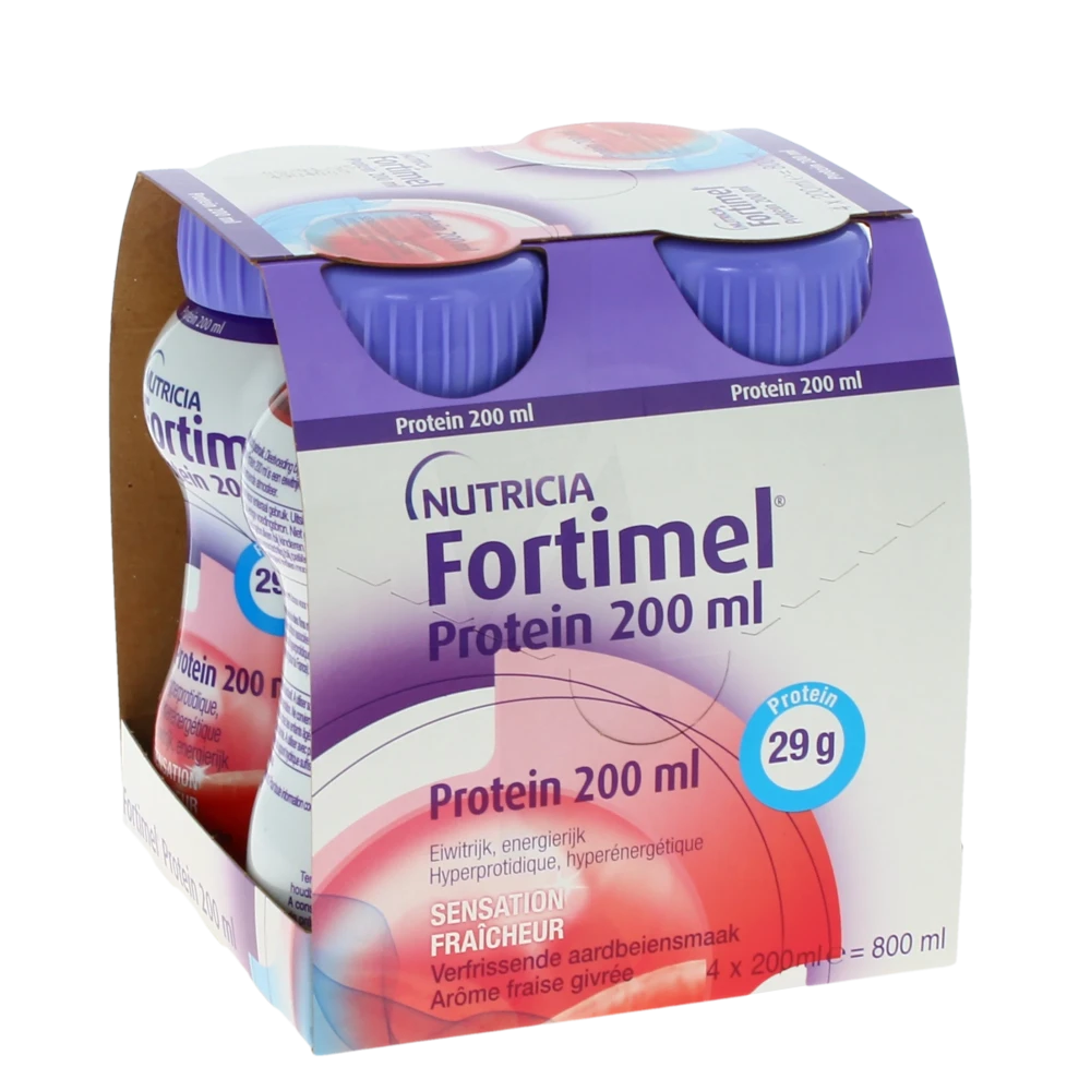 Fortimel Protein Sensation Fraîcheur Nutriment Fraise Givrée 4 Bouteilles/200ml