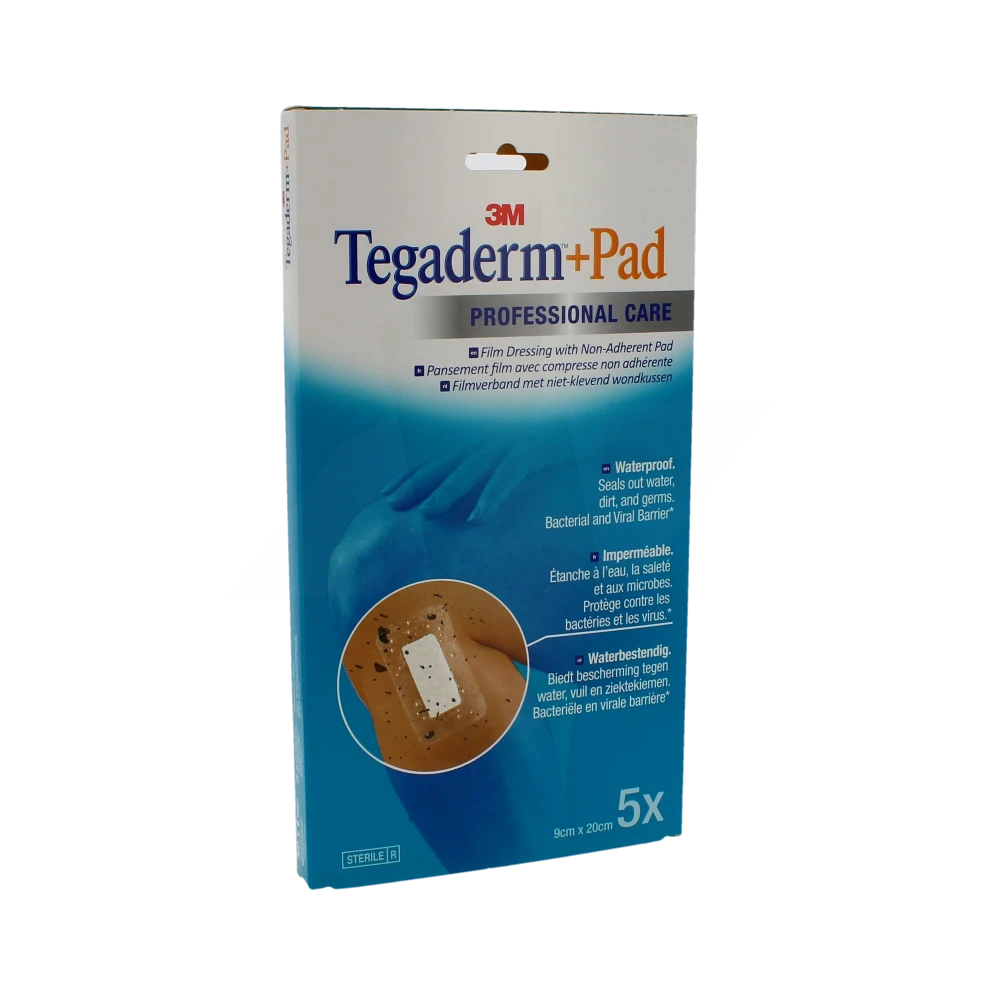 Tegaderm+pad Pansement Adhésif Stérile Avec Compresse Transparent 9x20cm B/5