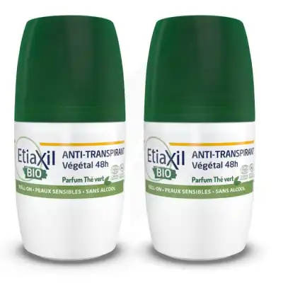 Etiaxil Végétal Déodorant Anti-transpirant 48h Thé Vert Bio 2Roll-on/50ml