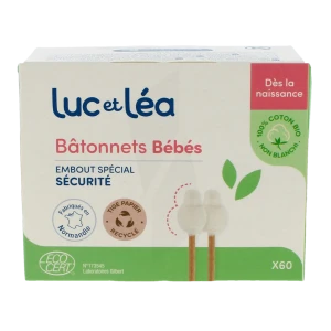 Luc Et Lea Bâtonnet Ouaté Tige Papier Bébé B/200