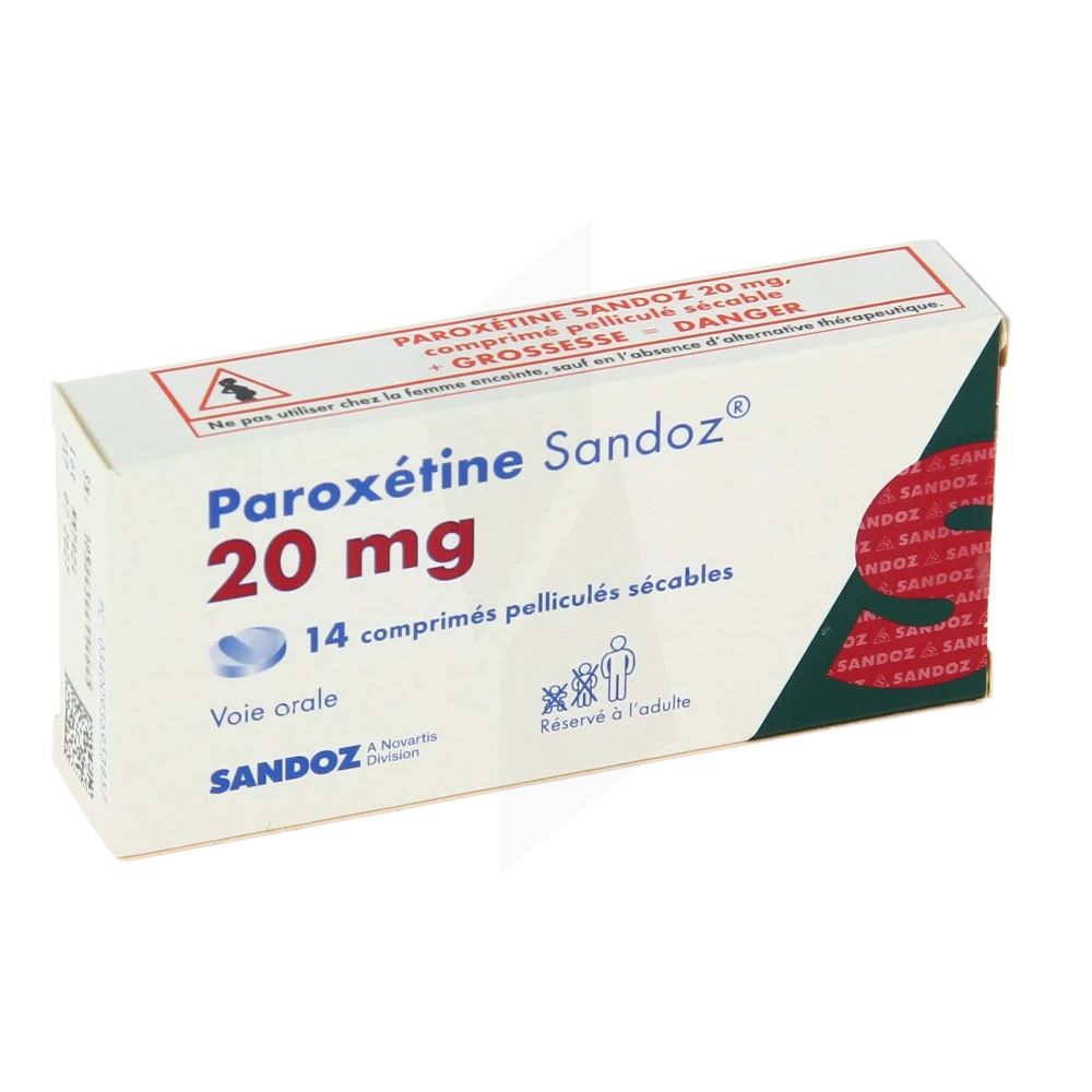 Paroxetine Sandoz 20 Mg, Comprimé Pelliculé Sécable