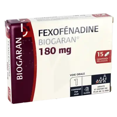 FEXOFENADINE BIOGARAN 180 mg, comprimé pelliculé