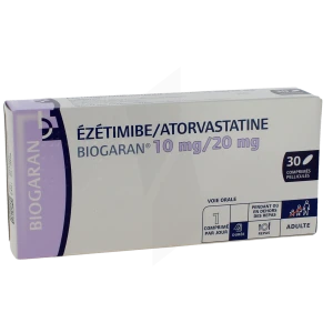Ezetimibe/atorvastatine Biogaran 10 Mg/20 Mg Cpr Pell Plq/30