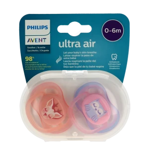 Avent Ultra Air Sucette Silicone 0-6mois Hibou B/2
