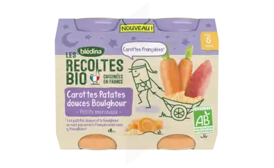 Blédina Les Récoltes Bio Carottes Patates Douces Boulghour 2 Pots/200g à ROMORANTIN-LANTHENAY