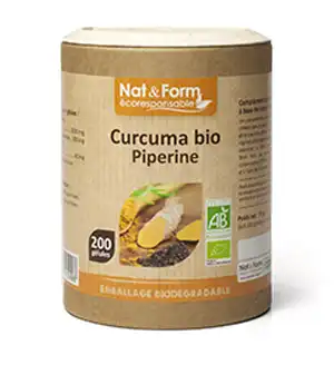 Nat&Form Eco Responsable Curcuma + Pipérine Bio Gélules B/200