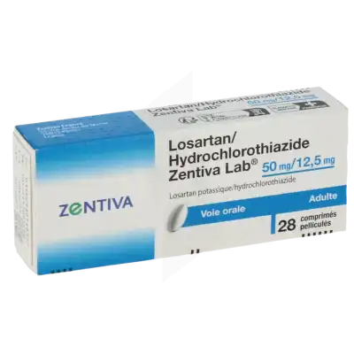 Losartan/hydrochlorothiazide Zentiva Lab 50 Mg/12,5 Mg, Comprimé Pelliculé à Bordeaux