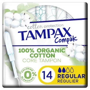 Tampax Compak Cotton Tampon Périodique Regulier B/14