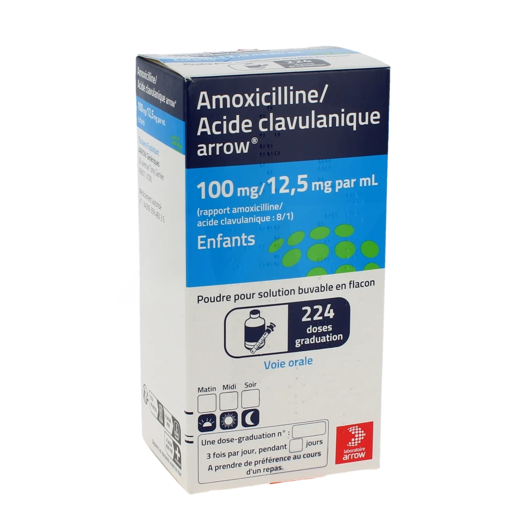 Amoxicilline Acide Clavulanique Arrow 100 Mg/12,5 Mg Par Ml Enfants, Poudre Pour Suspension Buvable En Flacon (rapport Amoxicilline/acide Clavulanique : 8/1)