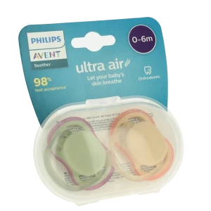 Avent Ultra Air Sucette Silicone 0-6mois Unie B/2