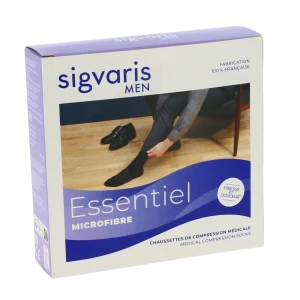 Sigvaris Essentiel Microfibre Chaussettes  Homme Classe 2 Gris Clair Medium Long