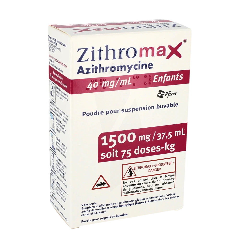 Zithromax 40 Mg/ml Enfants, Poudre Pour Suspension Buvable