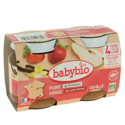 Babybio Alimentation Infantile Poire Fraises Vanille 2pots/130g à CANALS