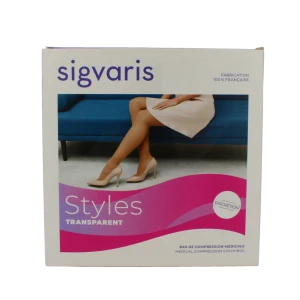 Sigvaris Styles Divin Eclat Transparent Bas Auto-fixants Classe 2 Femme Noir Normal S