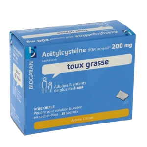 Acetylcysteine Bgr Conseil 200 Mg Sans Sucre, Poudre Pour Solution Buvable En Sachet-dose
