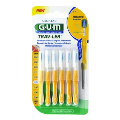 Gum Travler Brossettes Inter-dentaires Jaune 1,3mm B/6 à QUINCAMPOIX