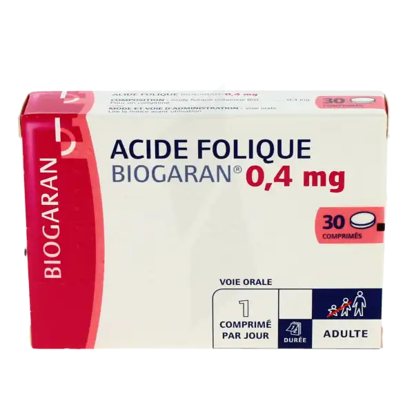 Acide Folique Biogaran 0,4 Mg, Comprimé