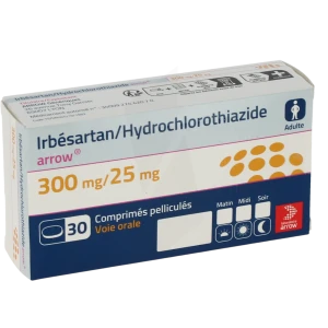 Irbesartan/hydrochlorothiazide Arrow 300 Mg/25 Mg, Comprimé Pelliculé