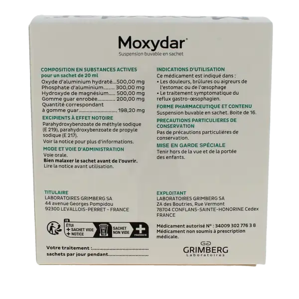 Moxydar, Suspension Buvable En Sachet