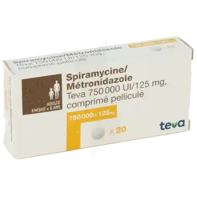 Spiramycine/metronidazole Teva 750.000 Ui/125 Mg, Comprimé Pelliculé à STRASBOURG