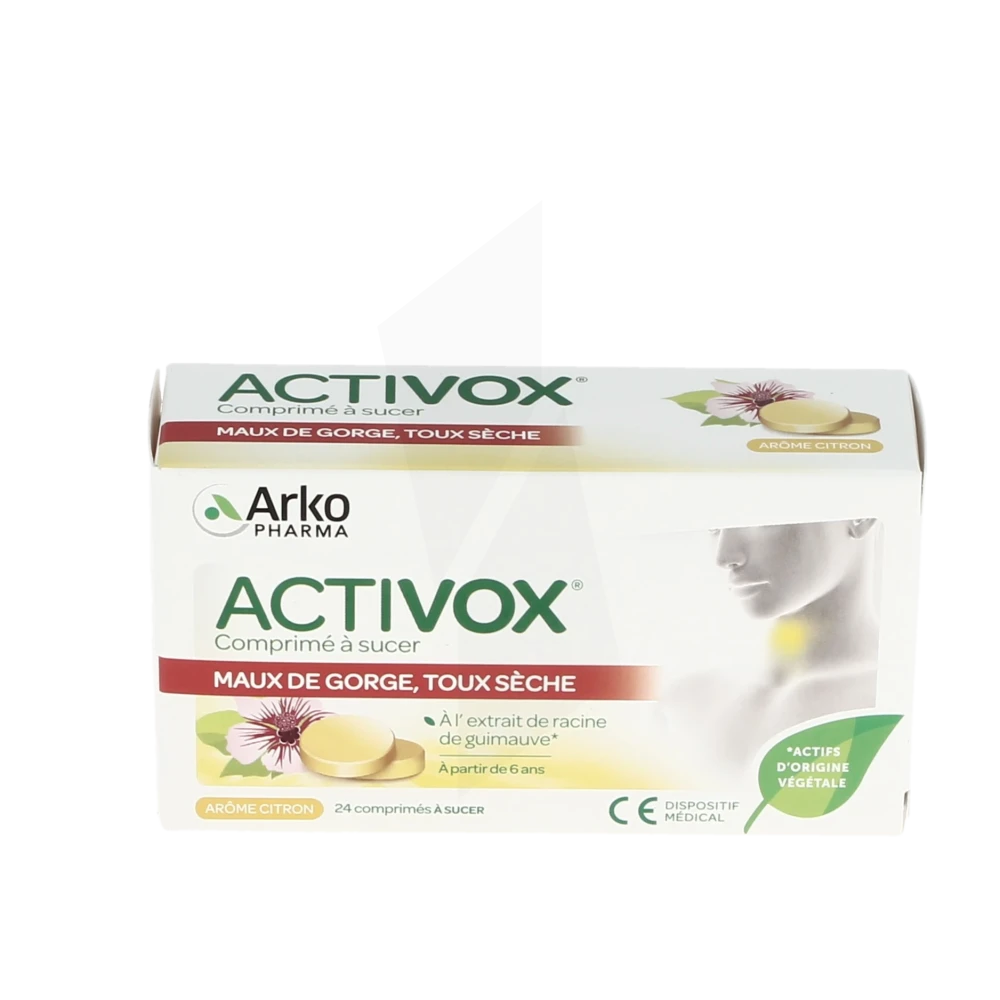 Activox - Maux De Gorge, Toux Sèche Citron, 24 comprimés à sucer