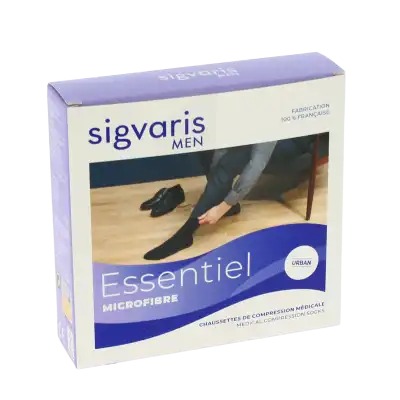 Sigvaris Essentiel Microfibre Chaussettes  Homme Classe 2 Noir Small Normal à HEROUVILLE ST CLAIR