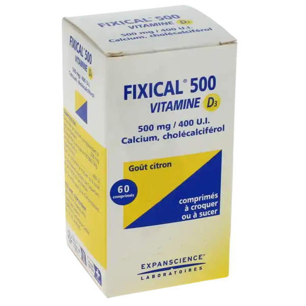 Fixical Vitamine D3 500 Mg/400 Ui Cpr à Croquer/sucer Pilulier/60
