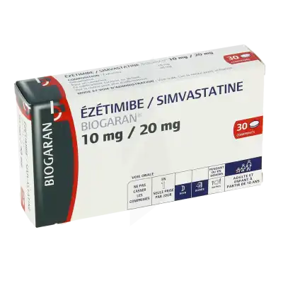 Ezetimibe/simvastatine Biogaran 10 Mg/20 Mg, Comprimé à Bordeaux