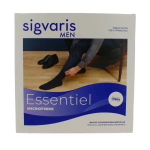 Sigvaris Essentiel Urban Microfibre Bas Auto-fixants Classe 2 Homme Noir Long L