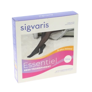 Sigvaris Essentiel Semi-transparent Bas Auto-fixants  Femme Classe 2 Noir X Large Long