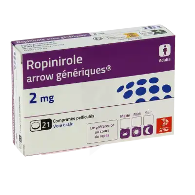 Ropinirole Arrow Generiques 2 Mg, Comprimé Pelliculé à Chelles