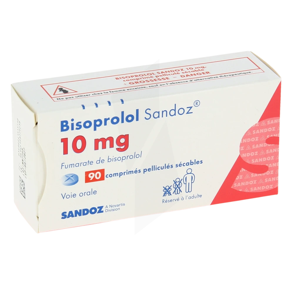 Bisoprolol Sandoz 10 Mg, Comprimé Pelliculé Sécable
