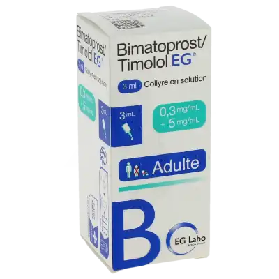 BIMATOPROST/TIMOLOL EG 0,3 mg/mL + 5 mg/mL, collyre en solution
