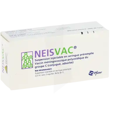 NEISVAC, suspension injectable en seringue préremplie. Vaccin méningococcique polyosidique du groupe C (conjugué, adsorbé)