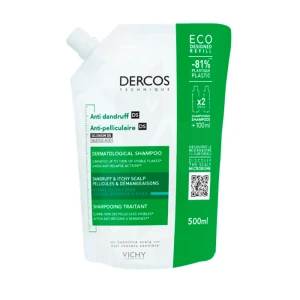 Vichy Dercos Technique Ecorecharge Antipell Ds Shampooing Traitant Pellicules & Démangeaisons Cheveux Normaux à Gras Recharge/500ml