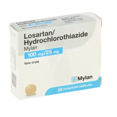 Losartan/hydrochlorothiazide Viatris 100 Mg/25 Mg, Comprimé Pelliculé à CHAMPAGNOLE