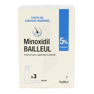 Minoxidil Bailleul 5 % Solution Pour Application Cutanée 3 Fl/60ml