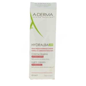 Aderma Hydralba Crème Hydratante 24h Légère 40ml