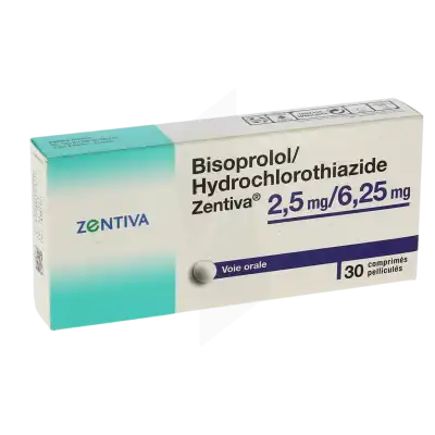 BISOPROLOL/HYDROCHLOROTHIAZIDE ZENTIVA 2,5 mg/6,25 mg, comprimé pelliculé
