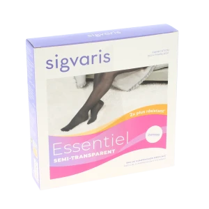 Sigvaris Essentiel Semi-transparent Bas Auto-fixants  Femme Classe 2 Dune Small Long