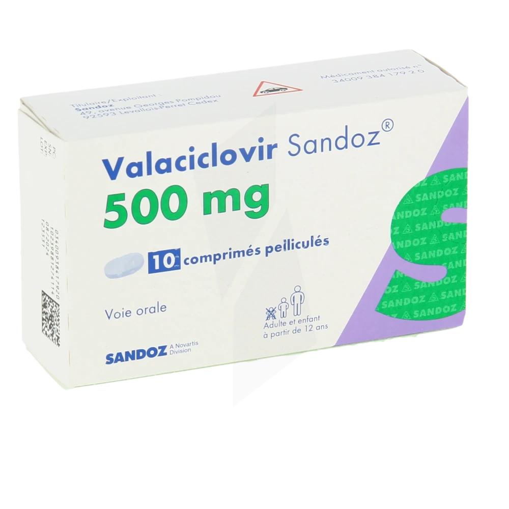 Valaciclovir Sandoz 500 Mg, Comprimé Pelliculé