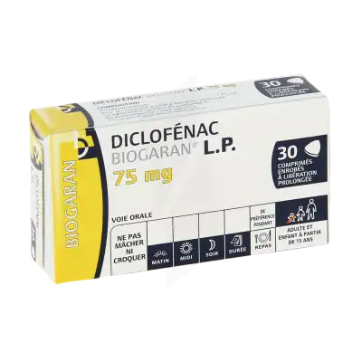 DICLOFENAC BIOGARAN LP 75 mg, comprimé enrobé à libération prolongée