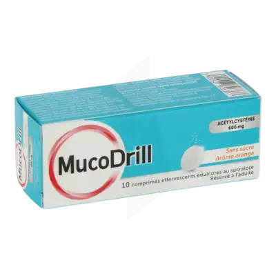 Mucodrill 600 Mg Sans Sucre, Comprimé Effervescent édulcoré Au Sucralose à LE LAVANDOU