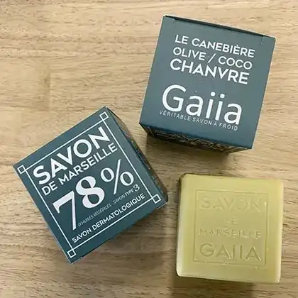 Gaiia Savon De Marseille Surgras Naturel Bio Olive Coco Chanvre Type 3 100g