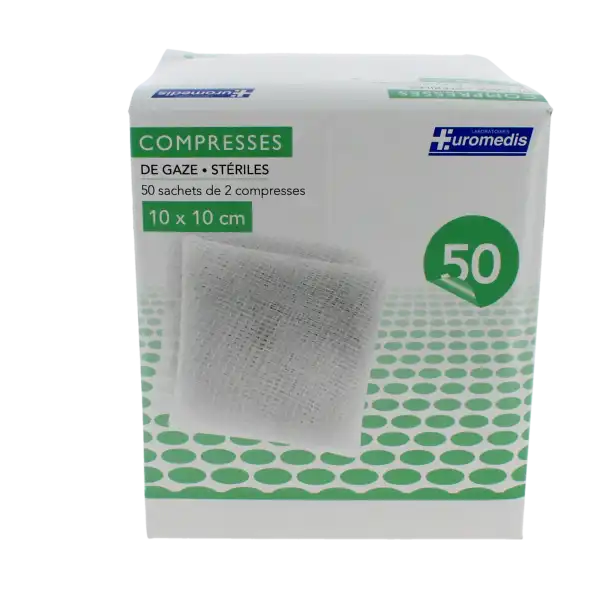 Euromedis Compr St Gaze 10x10cm 50sach/2
