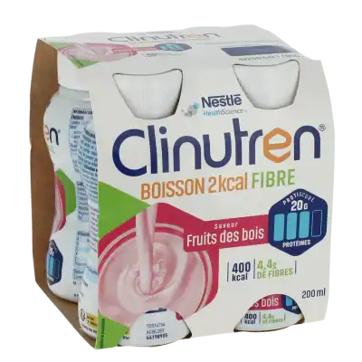 Clinutren Boisson 2 Kcal Fibres Nutriment Fruits Des Bois 4 Bouteilles/200ml à Saint-Léger-du-Bourg-Denis