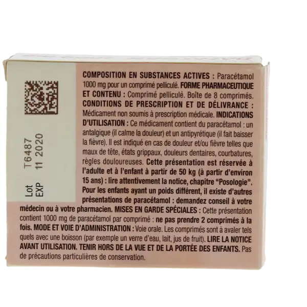 Dafalgan 1000 Mg, Comprimé Pelliculé