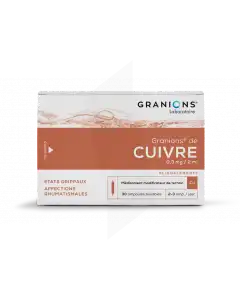 Granions De Cuivre 0,3 Mg/2 Ml Solution Buvable 30 Ampoules/2ml à Roquemaure