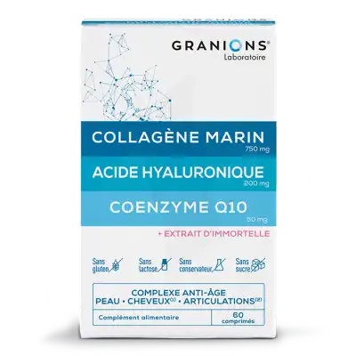 Granions Complexe Collagene, Acide Hyaluronique & Coenzyme Q10 Anti-âge - Peau - Cheveux - Articulations 60 Comprimés à NICE