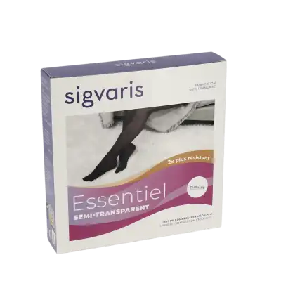Sigvaris Essentiel Semi-transparent Bas Auto-fixants  Femme Classe 2 Noir Large Normal à Tarbes
